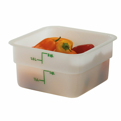FOOD STORAGE BOX,  2SFSP 2 QT. SQ CNT WHTE/GRN,  Each