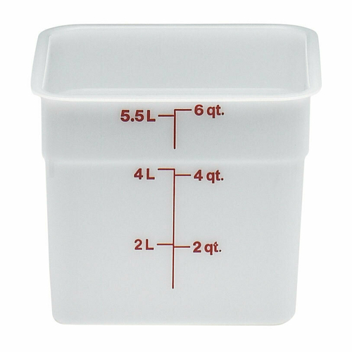 FOOD STORAGE BOX,  6SFSP148 6 QT. SQ CNT WHT/RED,  Each