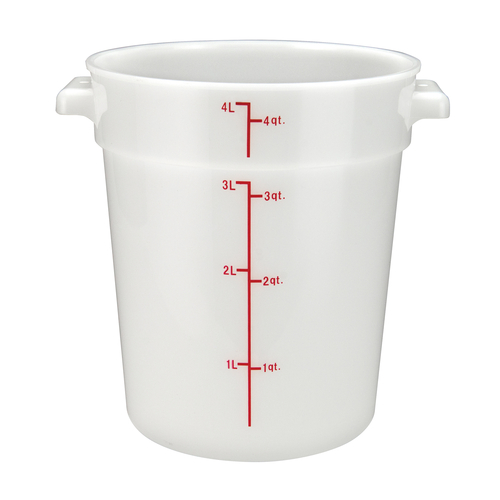 CONTAINER,  PPRC-4W 4 QT RND CONT WHITE POLYPROPYLENE,  Each