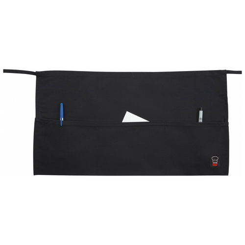 APRON,  WA-1221 WAIST APRON BLACK 3 POCKET,  Each